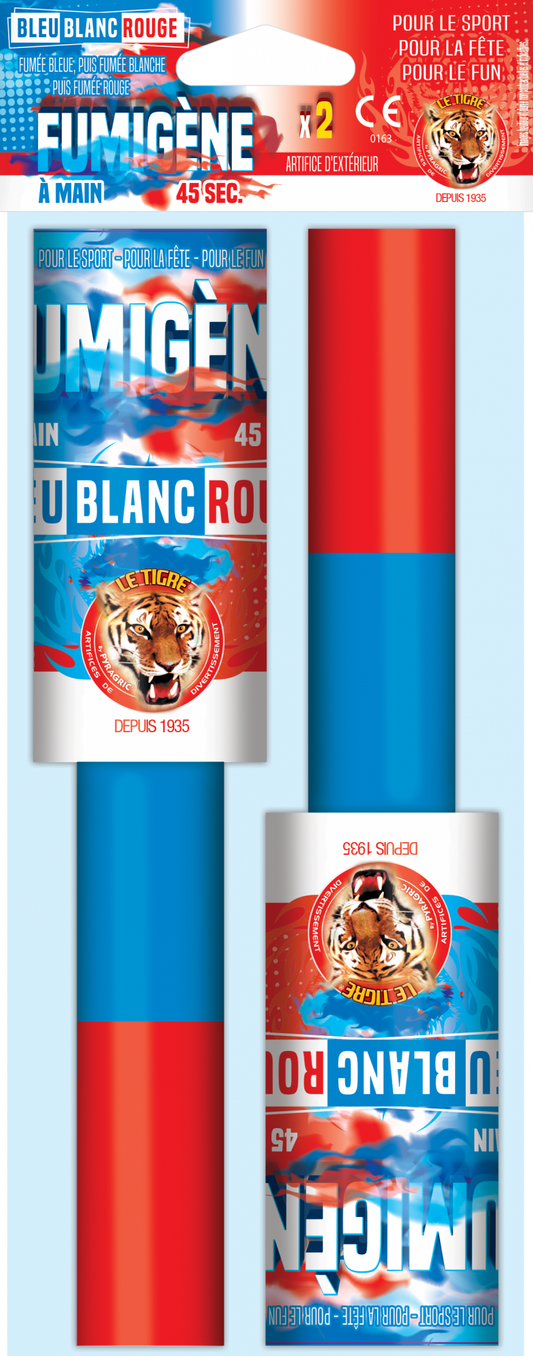 Fumigène à mains® TRICOLORE  45 secondes